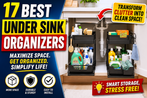 Best Under Sink Organizers displayed inside a modern kitchen cabinet with sliding shelves and smart storage solutions for 2026.