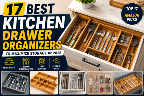 Best Kitchen Drawer Organizers featured in a modern kitchen with neatly arranged utensil dividers and smart storage solutions for 2026.